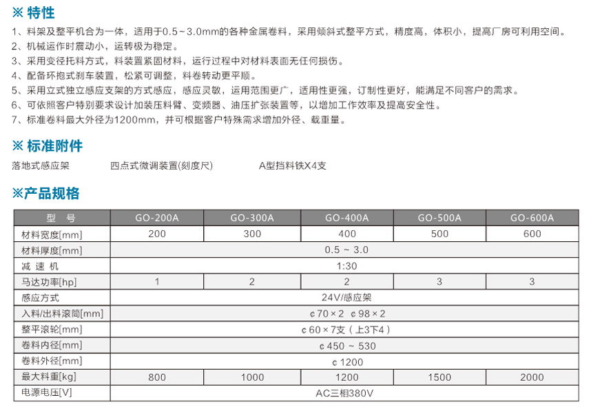 中板料架兼整平机GO-A