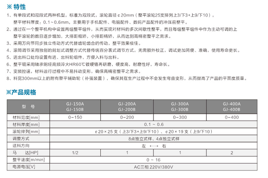 精密薄板材料整平机双段式GJ-A